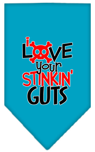 Love your Stinkin Guts Screen Print Bandana Turquoise Small